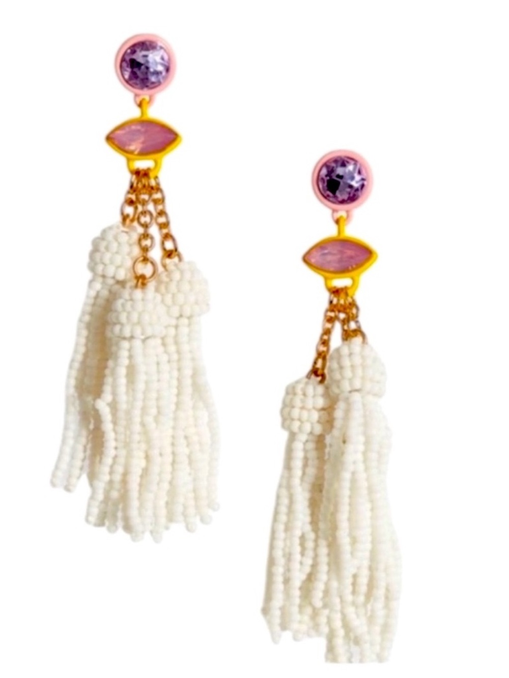 NWT Nordstrom Fairycore Blush Pastel Multi Beaded Jewel Statement Earrings